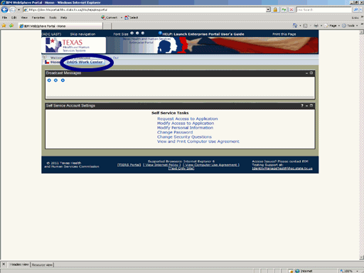 Screenshot of Enterprise Portal Home Page